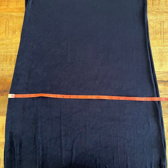 Chicos Travelers Midi Dress 2 Large Slinky Stretch Knit Lace Trim Navy Cruise - Picture 11 of 12